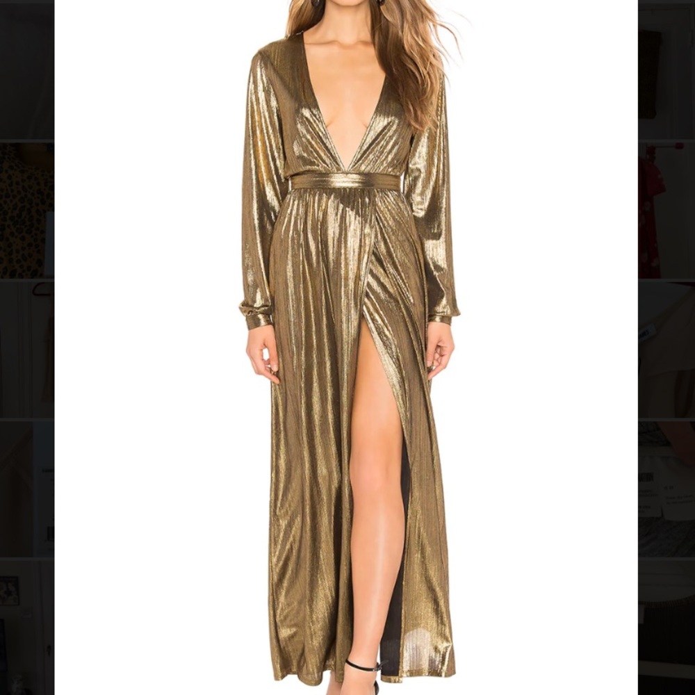 Revolve Superdown Lisa Plunge V Neck Maxi